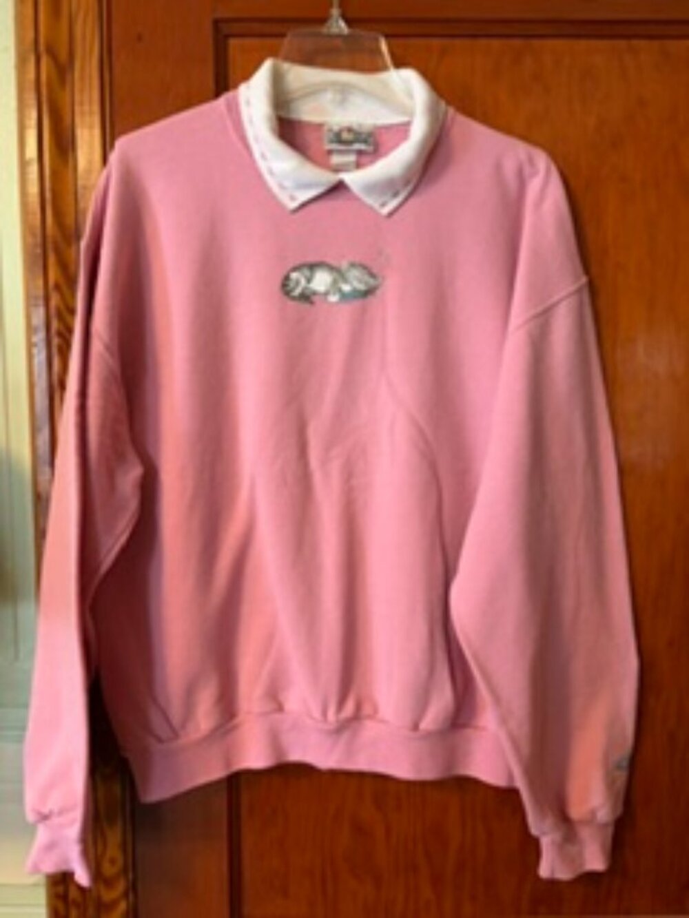Vintage 90's Day Breeze Cute Sleeping Kitty Cat Double Collar Sweatshirt